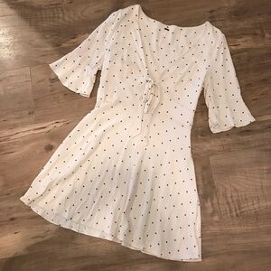 Free People White Green Flutter Sleeve Sundress